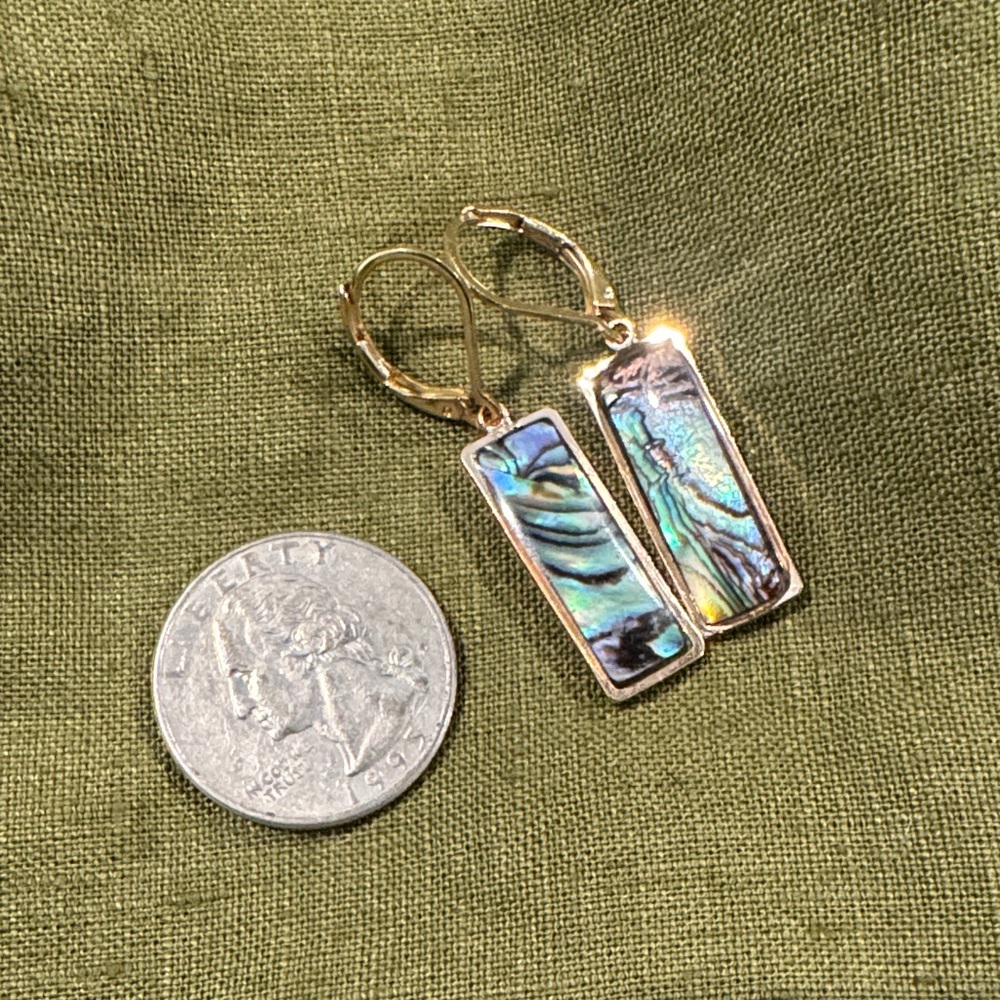 Gold Abalone Shell Drop Earrings